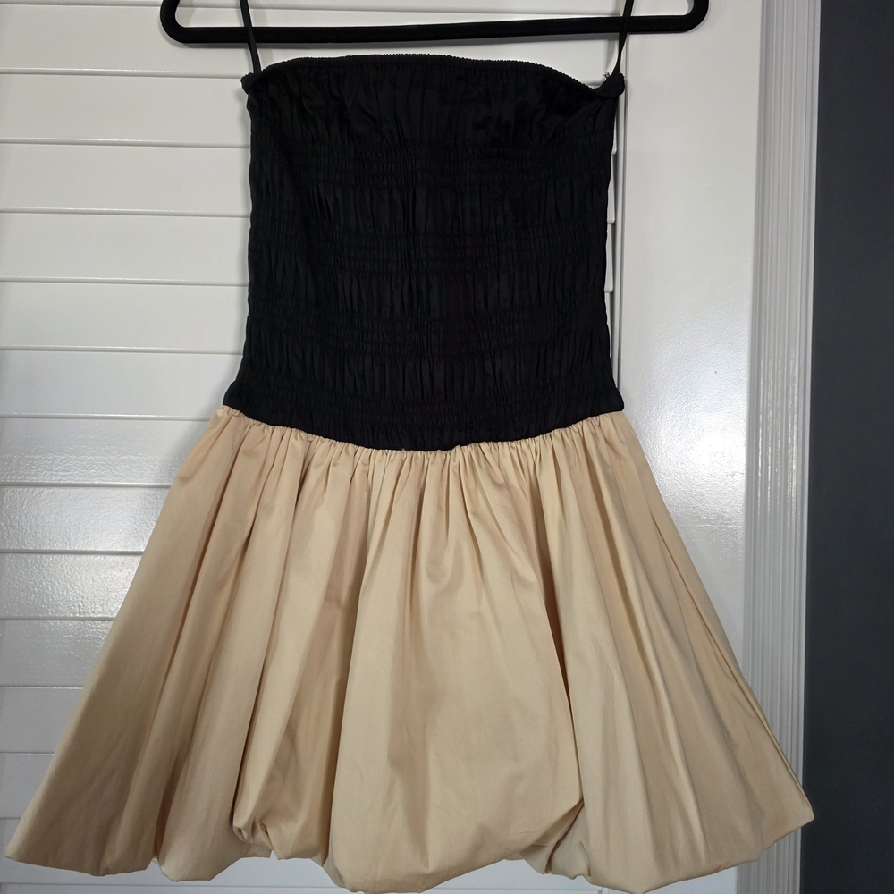 Strapless Black and Cream Dress
